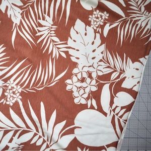 Brown and white tropical floral French terry fabric, 2 yards
